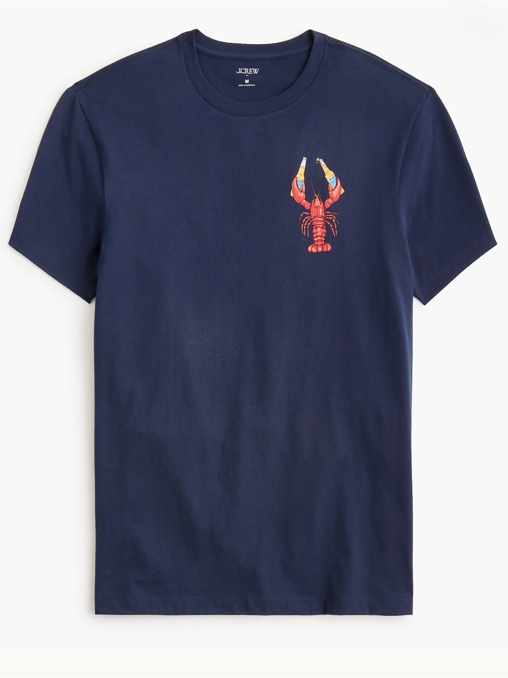 J. Crew Navy Short-Sleeve Tee with Red Lobster Chest Graphic